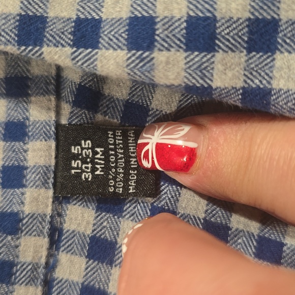 Blue Checkered Men's Long-Sleeve Shirt Size Medium - Picture 3 of 4